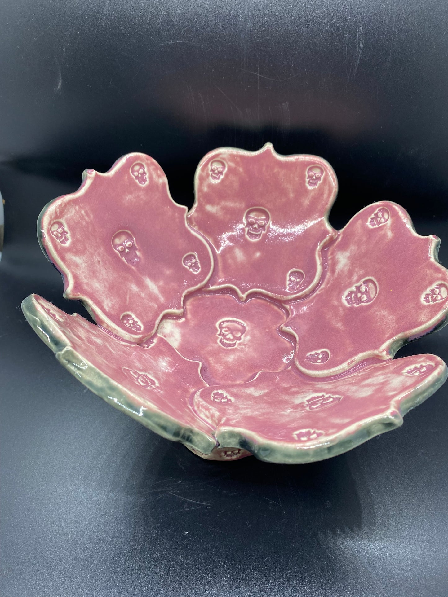 Pink and Charcoal Skull Bowl